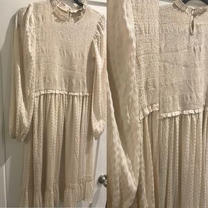 Smocked Long Sleeve Midi Dress Modest